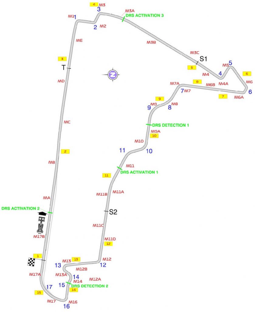 Mapa okruhu Veľká cena Mexika