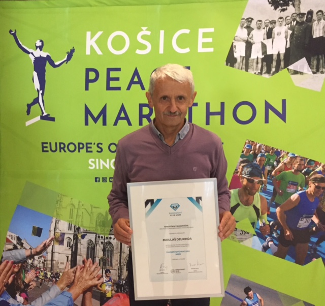 Prijatie do Diamantového klubu MMM (25 zabehnutých maratónov v Košiciach)