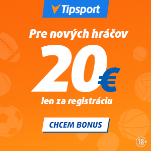 Tipsport registračný bonus 20 Eur pre nových hráčov - 300x300
