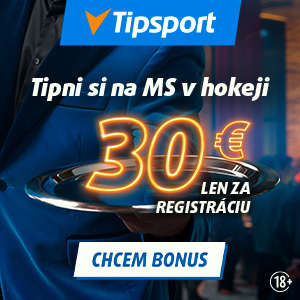 Tipsport bonus na MS v hokeji 2025 - bonus 30 € len za registráciu